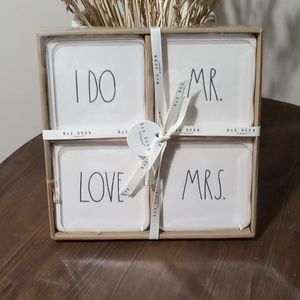 RAE DUNN MR.& MRS. COASTER SET NWT